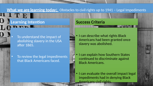 Obstacles to Civil Rights - Higher History | Teaching Resources