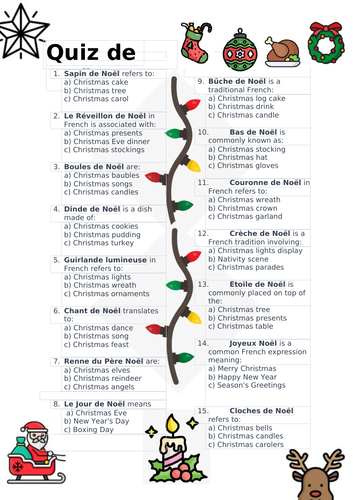 French Christmas Nouns Quiz