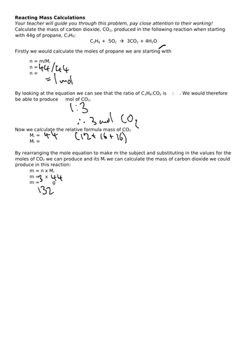 KS5 chemistry reacting masses worksheet | Teaching Resources