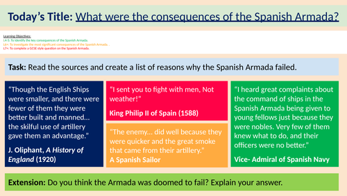 L4 6 Causes Events Consequences of the Spanish Armada GCSE