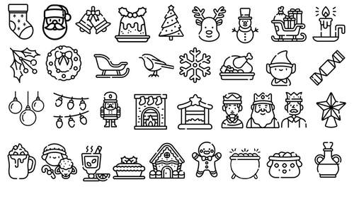 Christmas symbols image to colour