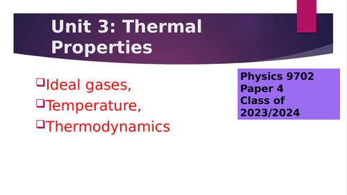 A Level PHYSICS 9702: THERMODYNAMICS