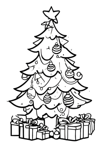 Christmas Tree Colouring page, Holiday season, Merry Christmas ...