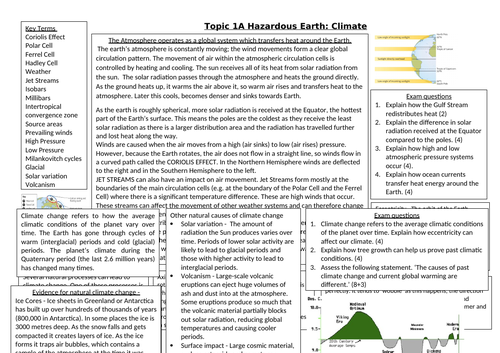 Edexcel B GCSE Geography Hazardous Earth Climate | Teaching Resources