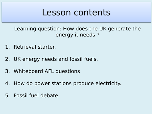 AQA P3.1 Energy Demands