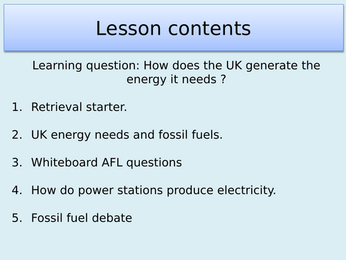 AQA P3.1 Energy Demands