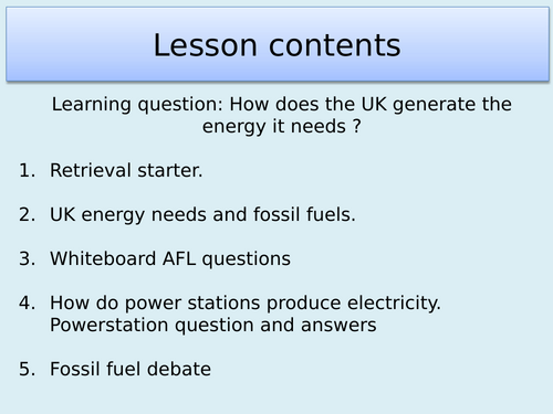AQA P3.1 Energy Demands