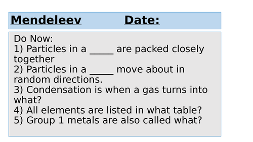 Mendeleev Complete Lesson with Worksheets | Teaching Resources