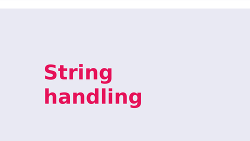 String handling | Teaching Resources
