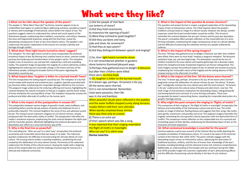 What were they like? Revision Sheet