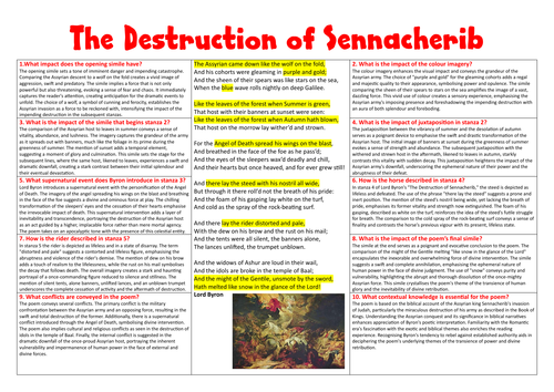 The Destruction of Sennacherib revision sheet