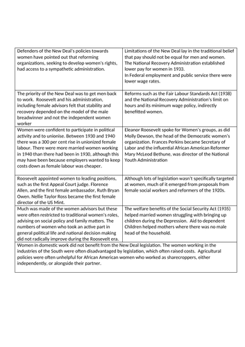 A LEVEL CIVIL RIGHTS LESSON 5. HOW WOMEN'S LIVES WERE AFFECTED BY THE NEW DEAL AND THE SECOND WORLD