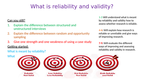 What is reliability and validity? Research Methods - Psychology