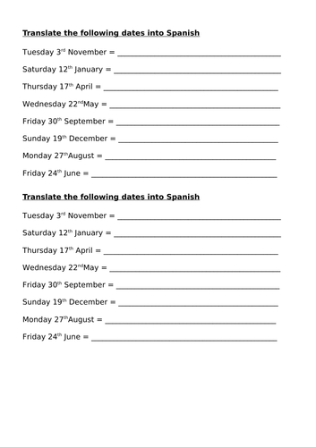 Spanish Date Translation