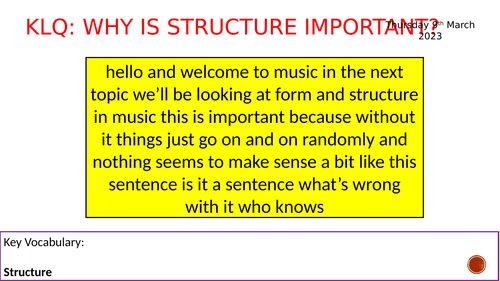 Year 7 Music - Form and Structure - PPT Lessons Unit of Work