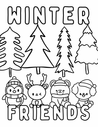 Winter Theme Coloring Pages- 5 Pages | Teaching Resources
