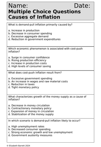 A Level Economics - Questions - Theme 2 - Causes of Inflation ...