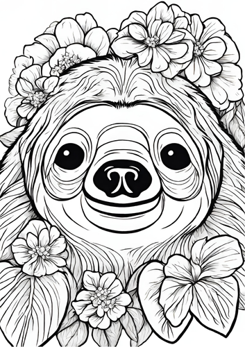 12 Cute Sloth Face Coloring Pages | Teaching Resources