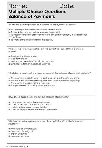 A Level Economics - Questions - Theme 2 - Balance of Payments ...