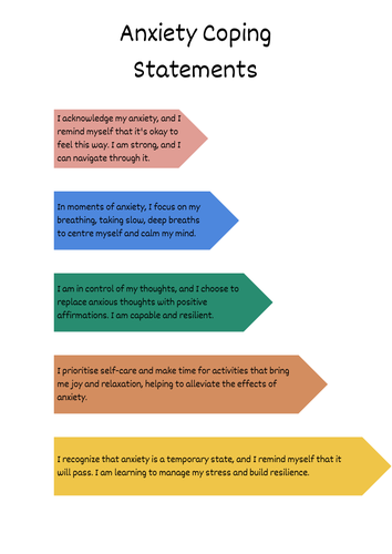 Anxiety Coping Statements Anxiety Help Management Mental Health