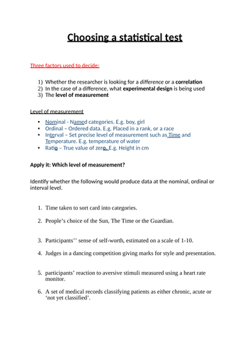 Choosing a statistical test - inferential statistics - A2Research ...