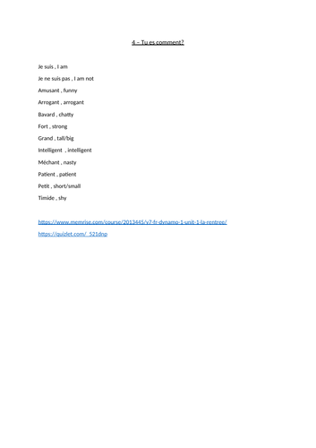Dynamo 1 module 1 vocabulary lists with uploaded vocabulary list to ...