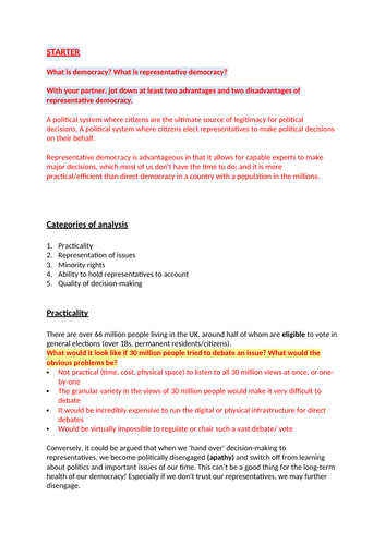 Evaluating representative democracy