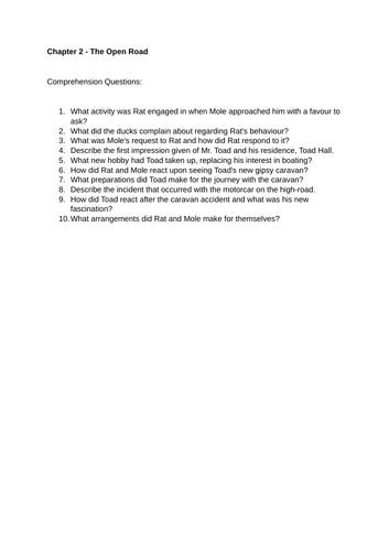 The Wind in the Willows Comprehension | Teaching Resources