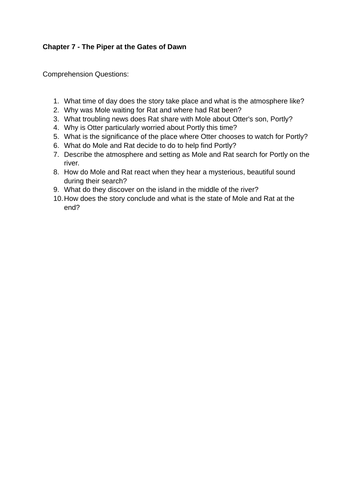 The Wind in the Willows Comprehension | Teaching Resources