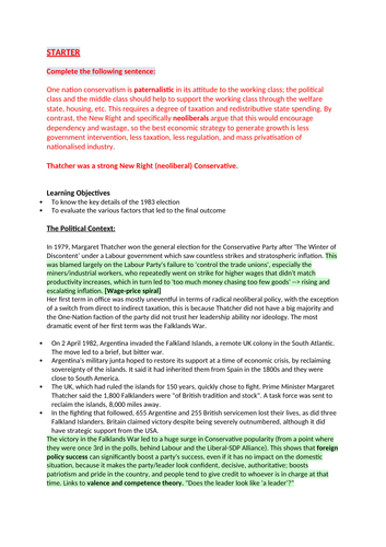 Case study Thatcher's election 1983