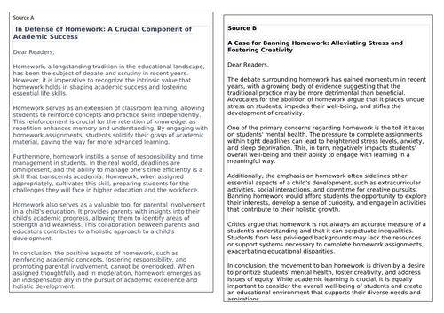 Paper 2 Question 2 Summarising Differences | Teaching Resources