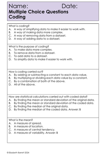 Talk about the Maths - Coding (Statistics 2.5) | Teaching Resources