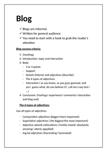 Blog Writing | Teaching Resources