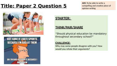 Paper 2 Question 5 Writing a Letter PE mandatory in schools | Teaching ...