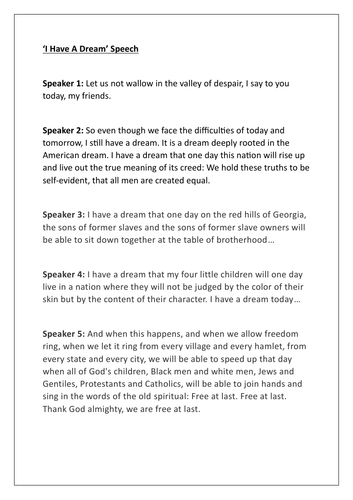 Martin Luther King Jr. Assembly! | Teaching Resources