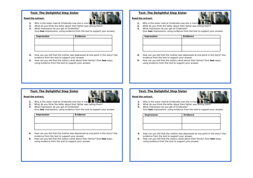 Year 6 SATs Style Comprehension Questions - Delightful Step-Sister ...