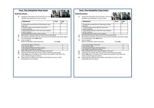 Year 6 SATs Style Comprehension Questions - Delightful Step-Sister ...
