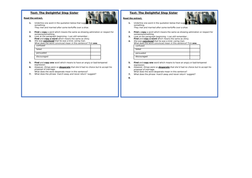 Year 6 SATs Style Comprehension Questions - Delightful Step-Sister ...