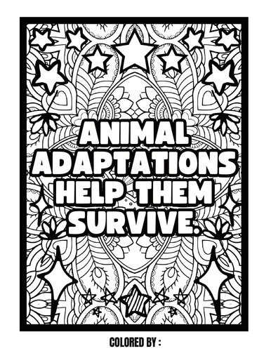 Animal Adaptations 4th Grade Facts, Printable Coloring, SEL Coloring ...