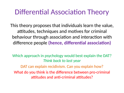 Differential Associate Theory - Psychological explanations Forensic Psychology- Psychology - Paper 3