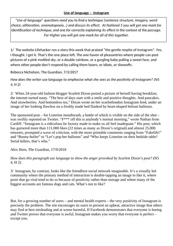 National 5 / Higher RUAE Use of Language questions - Instagram ...