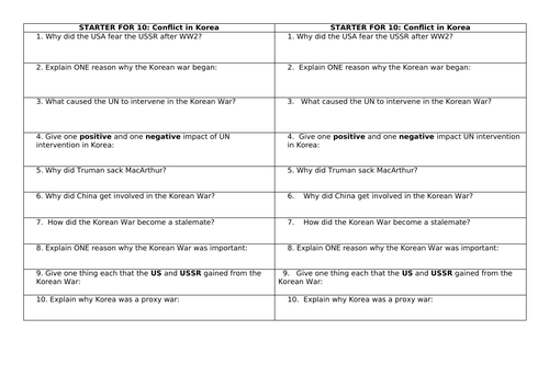 8145 Conflict in Asia - Korean War knowledge revision