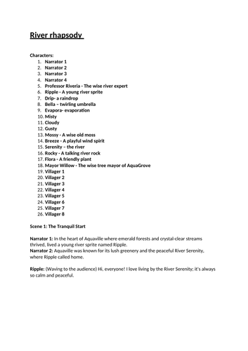 Year 5 Rivers assembly playscript | Teaching Resources