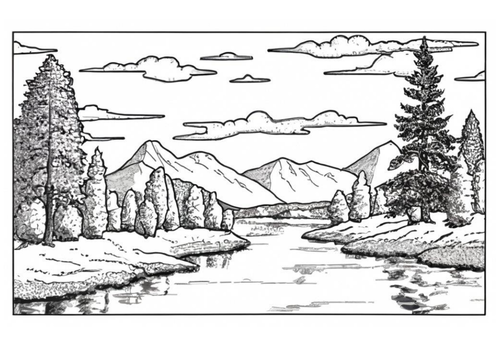 15 A4 Water Colour Painting Scenery, Landscape / Art Colouring ...