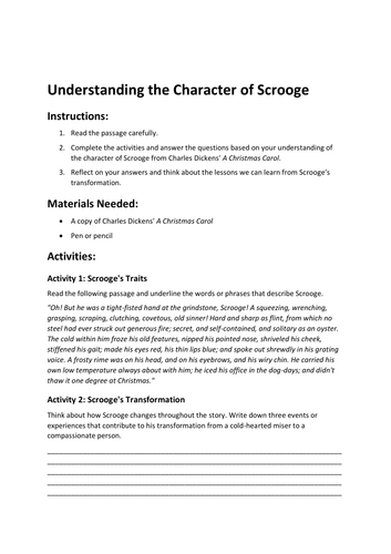 Understanding the Character of Scrooge in A Christmas Carol