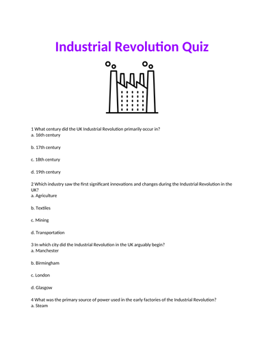 Industrial Revolution Quiz