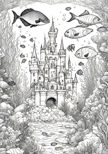Discover Hidden Kingdoms with 12 Delightful Underwater Castle Coloring ...