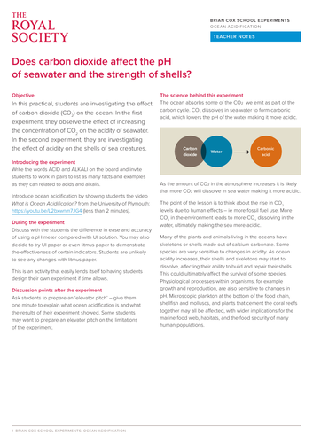 Brian Cox school resources: Does CO2 affect the pH of seawater and how ...