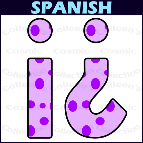 Spotted Punctuation Font Clipart with Spanish Accents Teaching