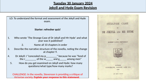 Jekyll And Hyde Exam Preparation Teaching Resources